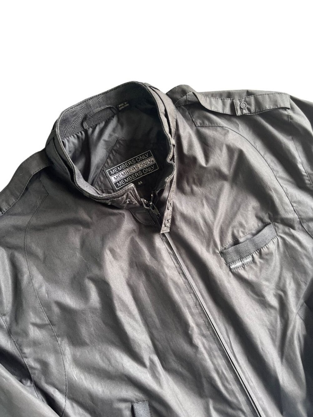Vintage Black Members Only Cafe Racer Jacket Mens Size 44 Polyester
